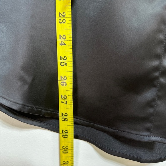 Brunette The Label | Black Silky Satin Long Sleeve Button-Up Shirt - Picture 8 of 10